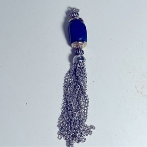 Blue pendant with silver tassel